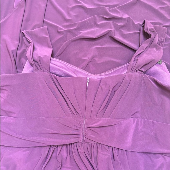 Betsy & Adam Sleeveless Draped Purple Evening Gown Rhinestone Accents 22W - Picture 7 of 13